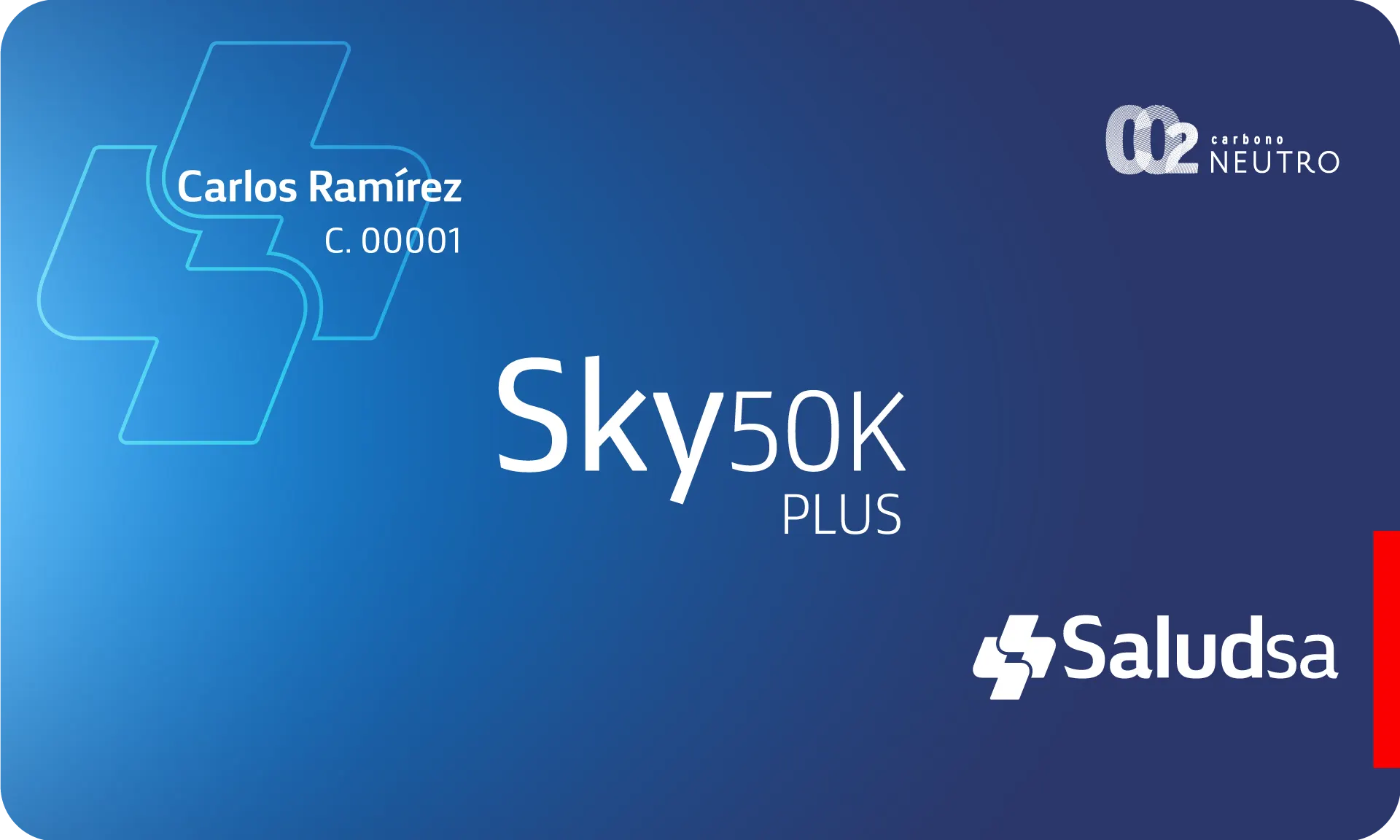 Tarjeta del plan Sky 50K Plus de SaludSA