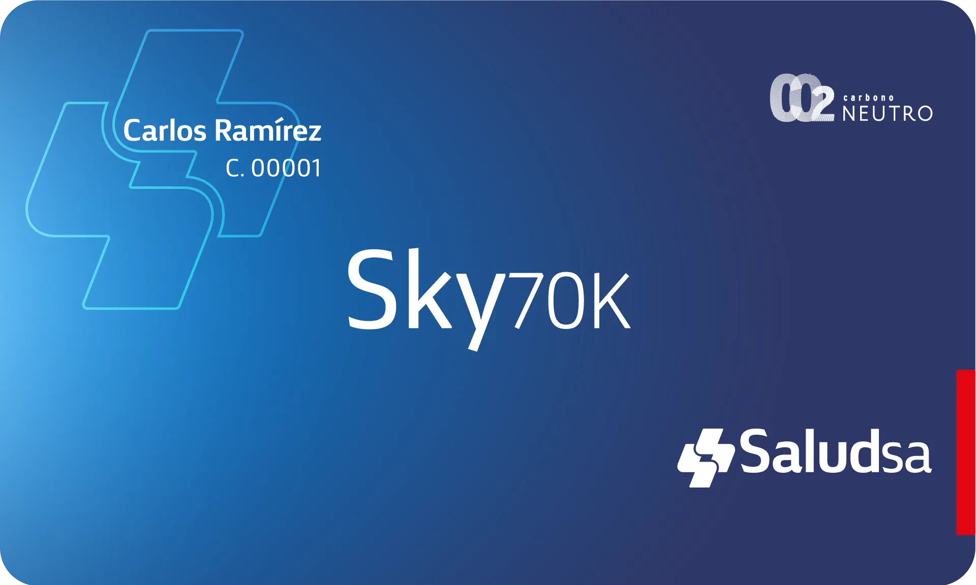 Tarjeta del plan Sky 70K Plus de SaludSA